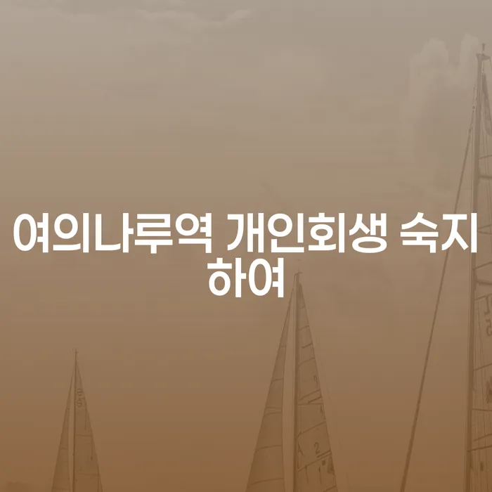 여의나루역 개인회생 숙지하여